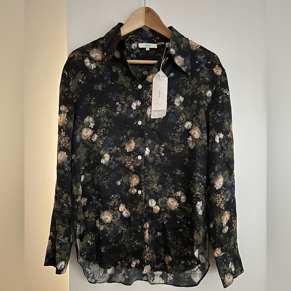 Vince retro floral silk shirt